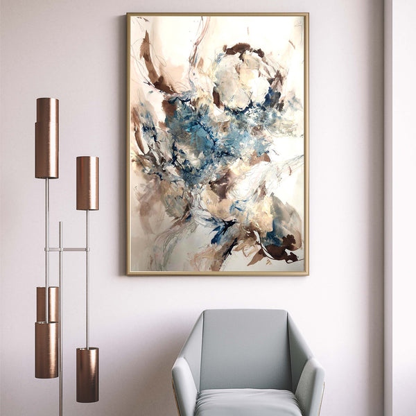'Cycle of Life' Abstract Art | Soft Blue & Brown