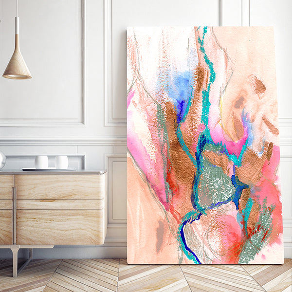 'New Beginnings' Abstract Art | Pink & Teal
